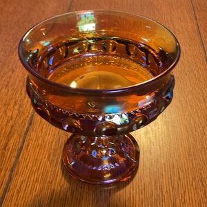 Indiana Glass Amber king crown compote candy dish.